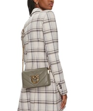 PINKO LOVE CLICK Mini-Tasche aus gestepptem Leder Walnuss-Antikgold - Damentaschen - 5