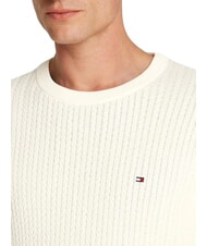 TOMMY HILFIGER TH Zopfstrickpullover mit Rundhalsausschnitt Elfenbeinbl&uuml;tenblatt - Herrenpullover - 3