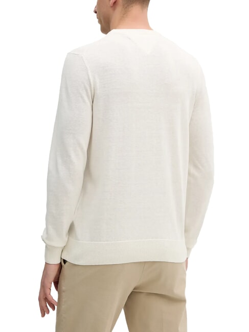 TH Pullover aus Leinenmischgewebe mit Rundhalsausschnitt Elfenbeinbl&uuml;tenblatt - Herrenpullover
