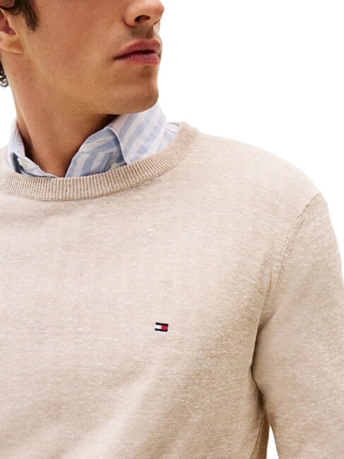 TH Pullover aus Leinenmischgewebe mit Rundhalsausschnitt Afterglow / Pink Sand Logo - Herrenpullover