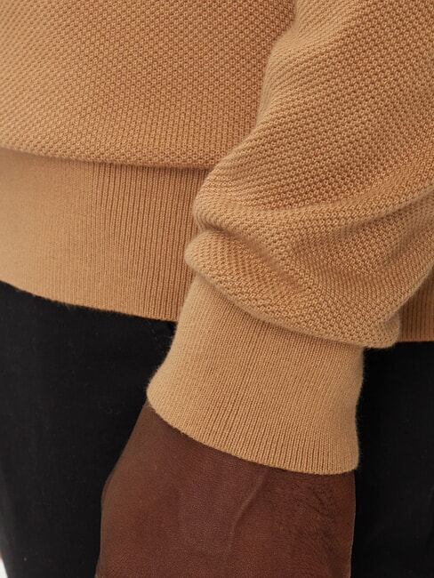 TH Wabenf&ouml;rmiger Rundhalspullover Safari-Leinwand - Herrenpullover
