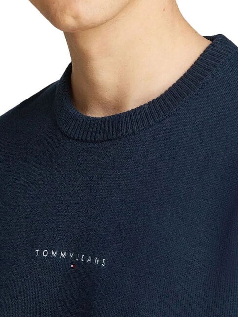 TH JEANS Rundhalspullover mit Logostickerei dunkle Nachtmarine - Herrenpullover