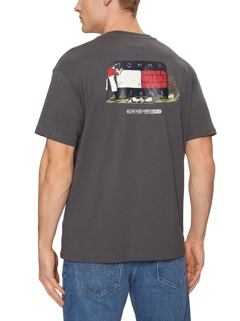 TH JEANS Kurzarm-T-Shirt mit lockerer Passform gewaschenes Schwarz - Herren-T-Shirts