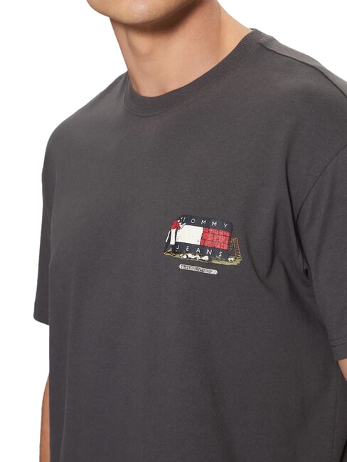 TH JEANS Kurzarm-T-Shirt mit lockerer Passform gewaschenes Schwarz - Herren-T-Shirts