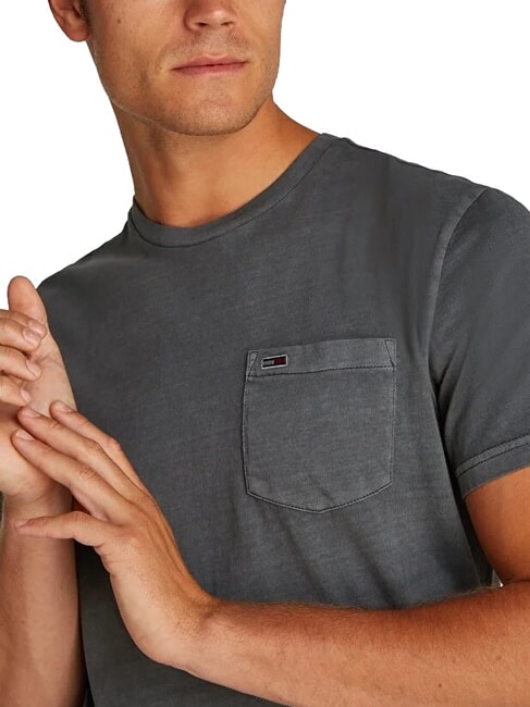 TH JEANS Kurz&auml;rmeliges T-Shirt mit Tasche gewaschenes Schwarz - Herren-T-Shirts