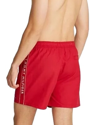 TH Schwimmboxer mit seitlichem Logo Mittelrot - Herrenbadehosen