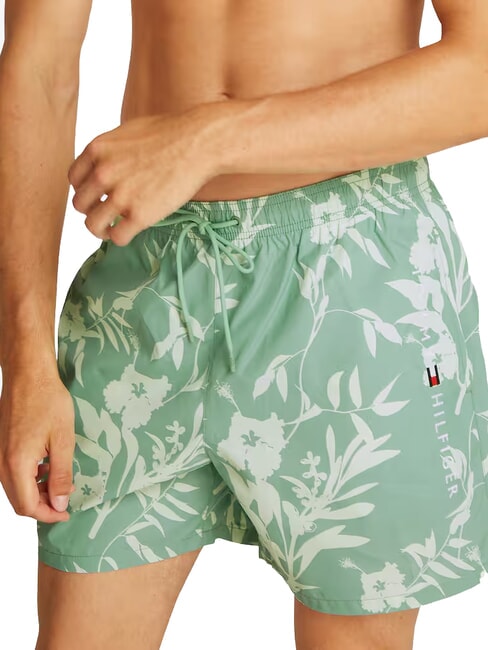 TH gemustertes Boxerkost&uuml;m diffuses Logo-Gitter gr&uuml;n aop - Herrenbadehosen