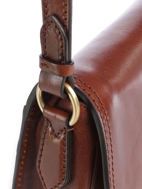 ISADORA Schultertasche aus Leder mit &Uuml;berschlag BRAUN - Damentaschen