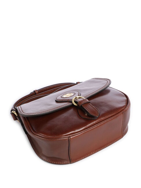 ISADORA Schultertasche aus Leder mit &Uuml;berschlag BRAUN - Damentaschen