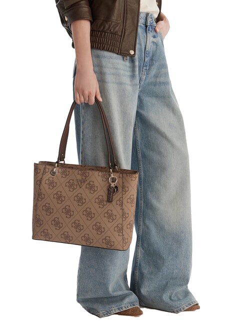 NOELLE 2 4G-Logo-Print-Schultertasche Latte-Logo / braun - Damentaschen