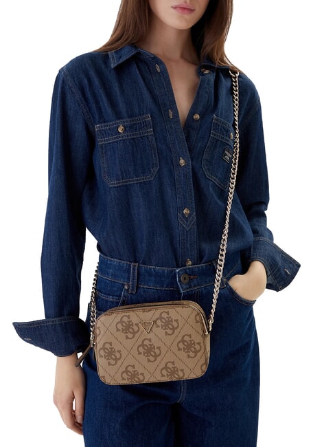 NOELLE 2 Mini-Schultertasche f&uuml;r Kameras Latte-Logo / braun - Damentaschen