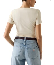 GUESS LEO TRIANGLE Kurzarm-T-Shirt Perlwei&szlig; - T-Shirts und Tops f&uuml;r Damen - 2