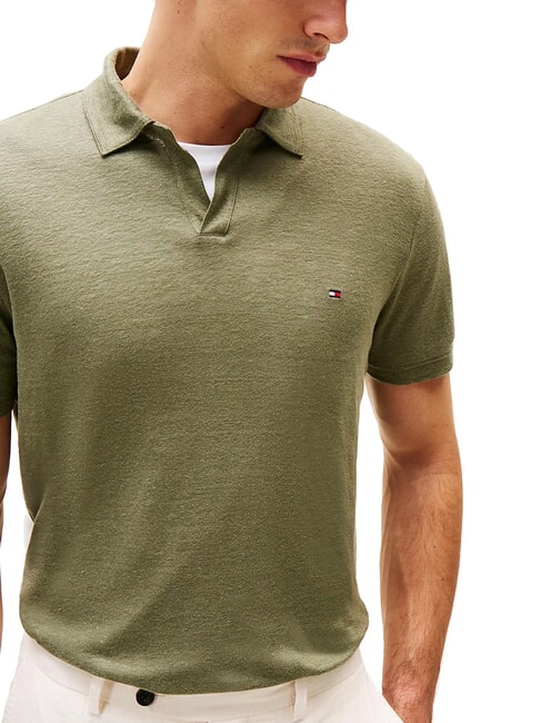 TH Kurz&auml;rmeliges Leinen-Polohemd Kampfgr&uuml;n - Herren-Polo-Shirts/Herren-Polo-Shirt/Herrenpoloshirt/Herrenpoloshirts
