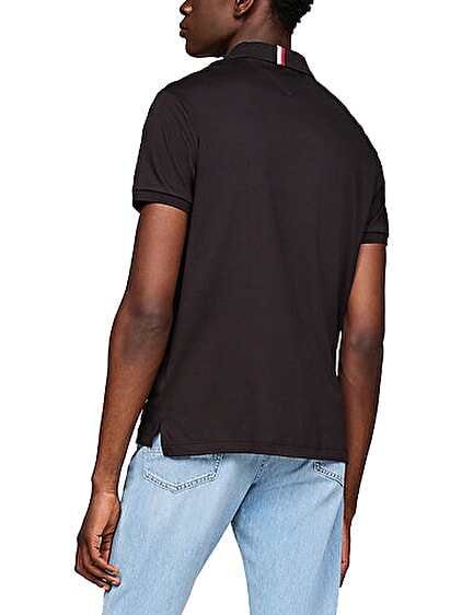 TH Kurz&auml;rmeliges Poloshirt mit Kragenband Schwarz - Herren-Polo-Shirts/Herren-Polo-Shirt/Herrenpoloshirt/Herrenpoloshirts