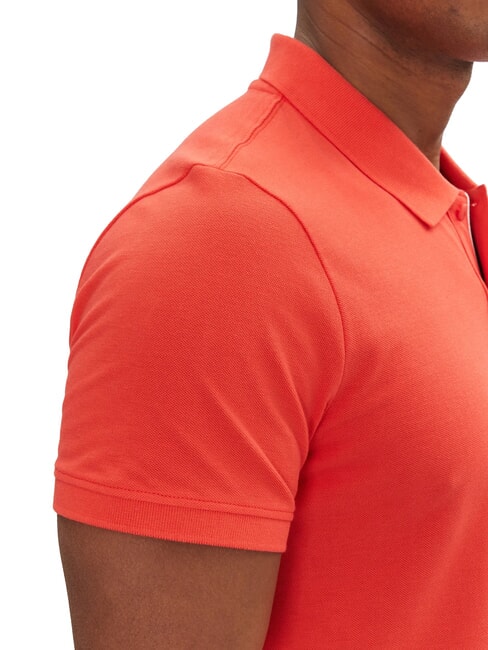 TH JEANS Kurz&auml;rmeliges Poloshirt mit Flagge helles Zinnoberrot - Herren-Polo-Shirts/Herren-Polo-Shirt/Herrenpoloshirt/Herrenpoloshirts