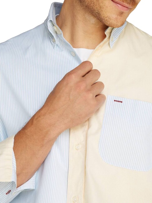 TH Langarmhemd mit Farbblockmuster luftiges Blau - Herrenhemden