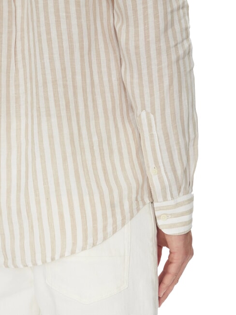 TH Gestreiftes Leinenhemd in regul&auml;rer Passform Holzasche / Eiskaffeestreifen - Herrenhemden