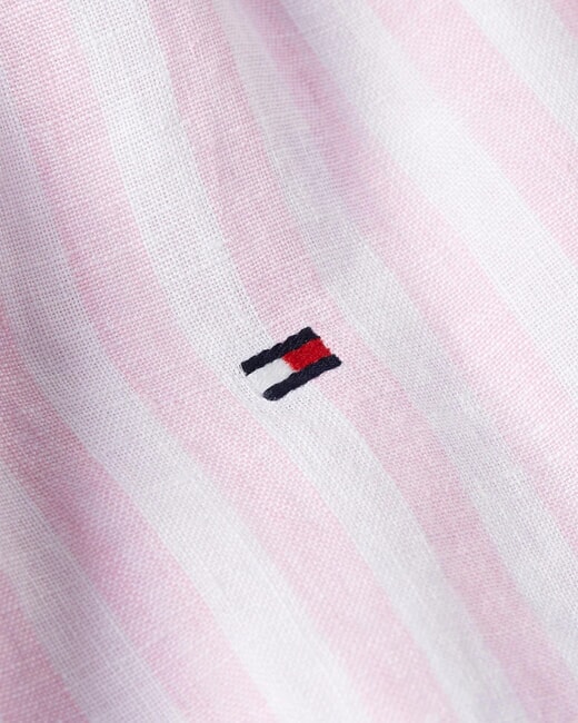 TH Gestreiftes Leinenhemd in regul&auml;rer Passform klassisches Rosa / Streifen - Herrenhemden