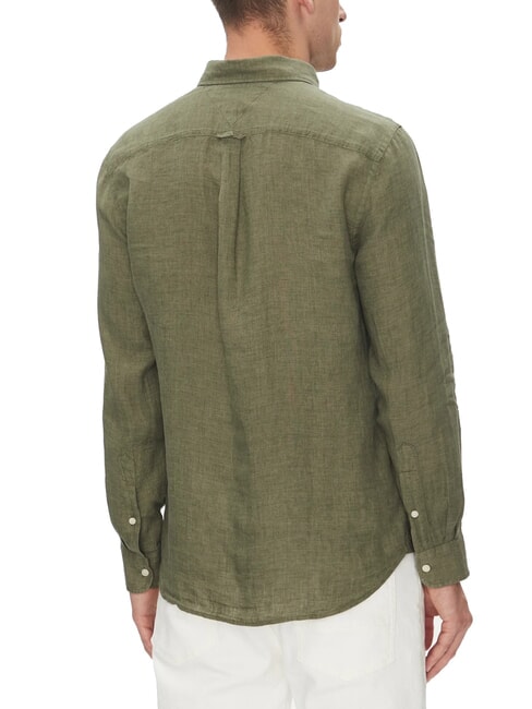 TH Lang&auml;rmeliges Leinenhemd in regul&auml;rer Passform Kampfgr&uuml;n - Herrenhemden