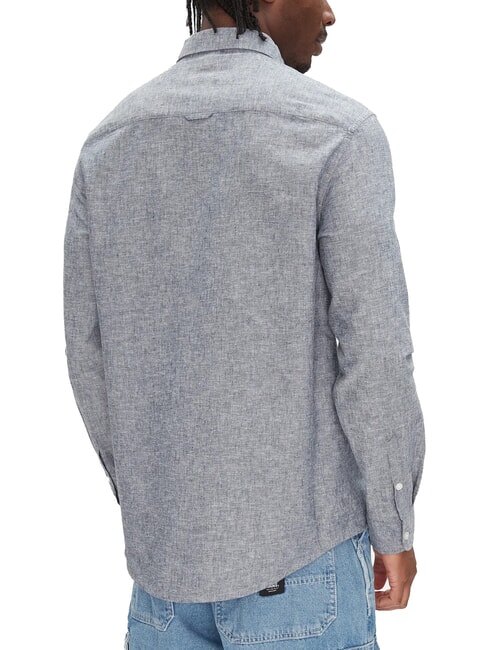 TH JEANS Lang&auml;rmeliges Hemd aus Leinenmischgewebe dunkle Nachtmarine - Herrenhemden