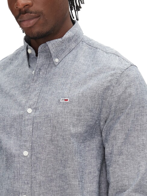 TH JEANS Lang&auml;rmeliges Hemd aus Leinenmischgewebe dunkle Nachtmarine - Herrenhemden