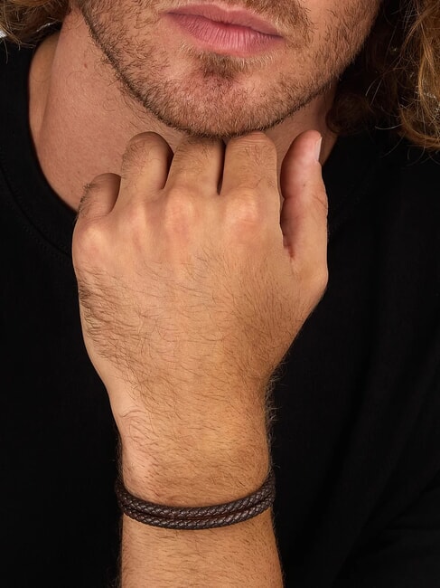 BANDY Herrenarmband aus geflochtenem Leder braun - Herrenarmb&auml;nder