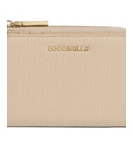 COCCINELLE METALLIC SOFT Kleine Geldb&ouml;rse aus Leder Sandmuschel - Brieftaschen Damen - 3