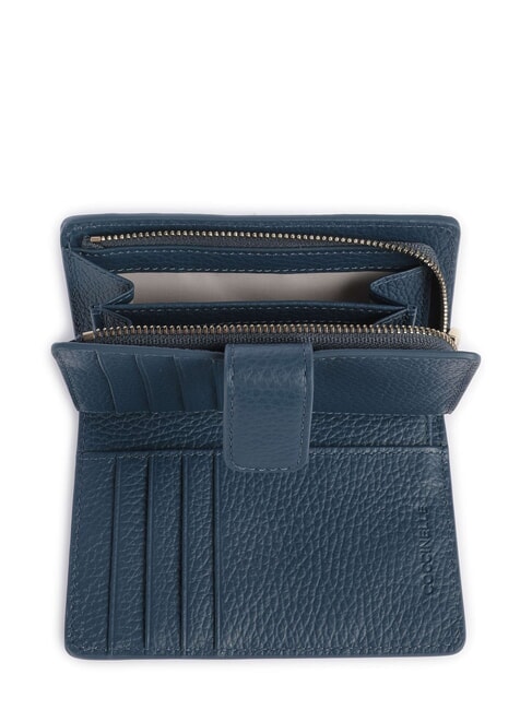 METALLIC SOFT Geldb&ouml;rse aus strukturiertem Leder tiefblau - Brieftaschen Damen