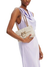 PINKO LOVE PUFF MINI Mini-Umh&auml;ngetasche aus Nappa Seide wei&szlig;-antikgold - Damentaschen - 5