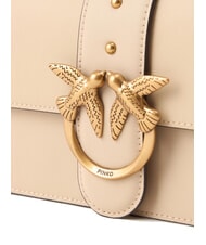 PINKO LOVE ONE CLASSIC Mini-Umh&auml;ngetasche aus Leder Beige-Rauchgrau-Antikgold - Damentaschen - 3