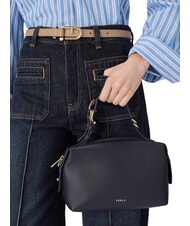 FURLA DOUBLE Ledertasche mit Schulterriemen Tintenblau - Damentaschen - 6