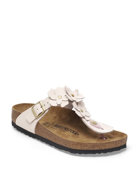 GIZEH Leder-Flip-Flops mit Blumen Hellrosa - Schuhe Unisex