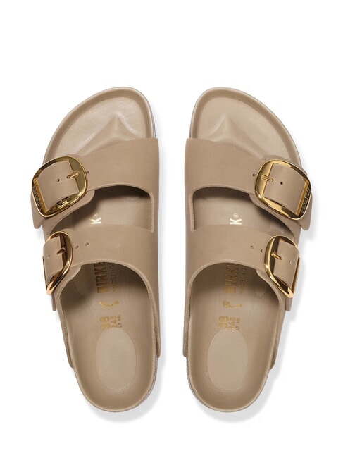 ARIZONA BIG BUCKLE Lederpantoffel mit zwei Riemen brauner Tabak - Damenschuhe