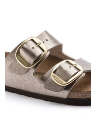 BIRKENSTOCK ARIZONA BIG BUCKLE Metallischer Pantoffel mit Schnallen grau taupe - Damenschuhe - 5