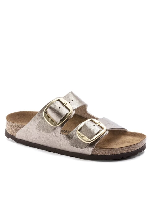 ARIZONA BIG BUCKLE Metallischer Pantoffel mit Schnallen grau taupe - Damenschuhe