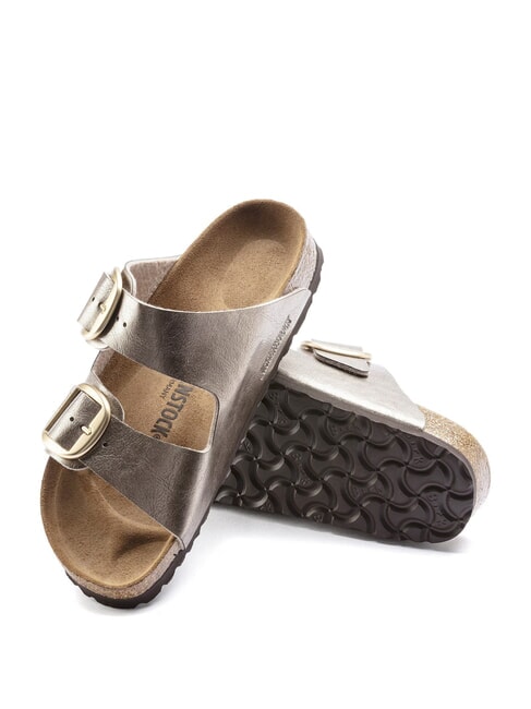 ARIZONA BIG BUCKLE Metallischer Pantoffel mit Schnallen grau taupe - Damenschuhe