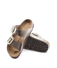 BIRKENSTOCK ARIZONA BIG BUCKLE Metallischer Pantoffel mit Schnallen grau taupe - Damenschuhe - 6