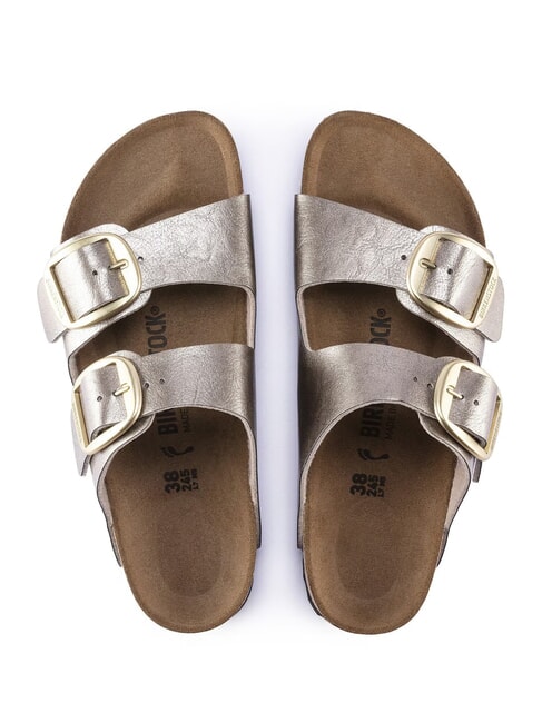 ARIZONA BIG BUCKLE Metallischer Pantoffel mit Schnallen grau taupe - Damenschuhe