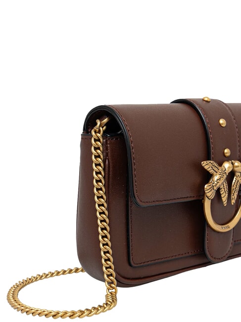 LOVE ONE POCKET Umh&auml;ngetasche aus Leder Burgunderwein-Antikgold - Damentaschen