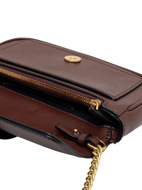 LOVE ONE POCKET Umh&auml;ngetasche aus Leder Burgunderwein-Antikgold - Damentaschen