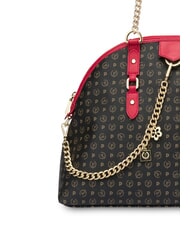 POLLINI HERITAGE Kuppelf&ouml;rmige Schultertasche mit Kettenhenkeln schwarzer Lack - Damentaschen - 3