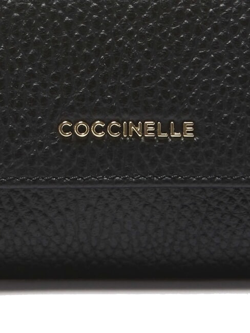 METALLIC SOFT Kartenetui aus geh&auml;mmertem Leder Schwarz - Brieftaschen Damen