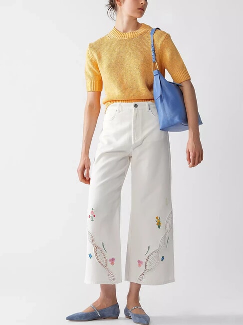 MALORY Schultertasche aus geh&auml;mmertem Leder Blau - Damentaschen