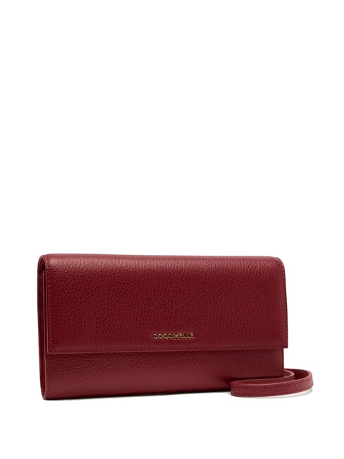 METALLIC SOFT Lederclutch mit Schulterriemen Brandy - Damentaschen