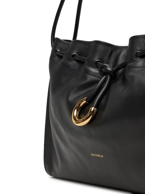 ISABELA Schultertasche aus weichem Leder Schwarz - Damentaschen