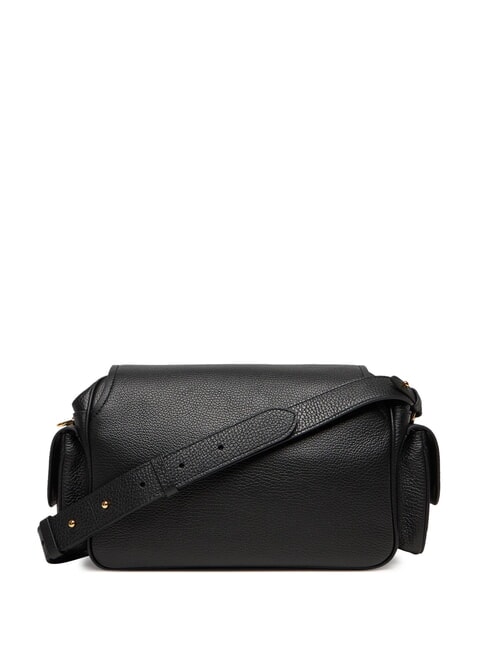 CAMPUS Schultertasche aus geh&auml;mmertem Leder Schwarz - Damentaschen