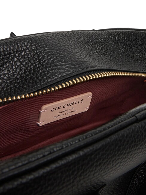 CAMPUS Schultertasche aus geh&auml;mmertem Leder Schwarz - Damentaschen