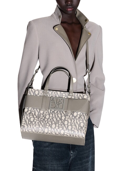 LOGO ALL OVER Handtasche mit Schultergurt Klangsand / brauner Bass - Damentaschen