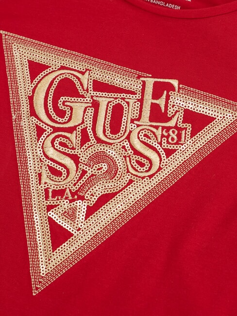 KIDS Baumwoll-T-Shirt mit Aufdruck und Strasssteinen Chili rot - Kinder-T-Shirt