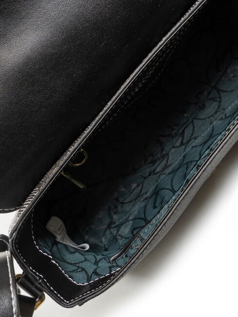 PLANETARIUM Umh&auml;ngetasche mit &Uuml;berschlag monochrom hellgrau/schwarz - Damentaschen